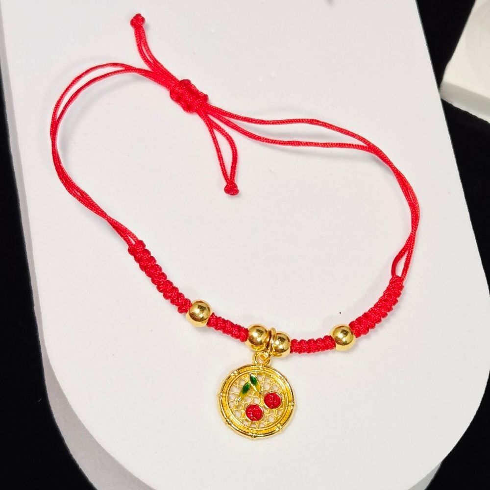 Red String Lotus Charm Bracelet 🌸 Lucky Fashion Chinese New Year Rakhi Style